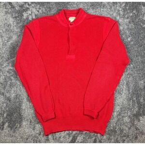 Vintage 90s L.L.Bean Cotton Henley Sweater USA Made Red Rib Knit Mens Large